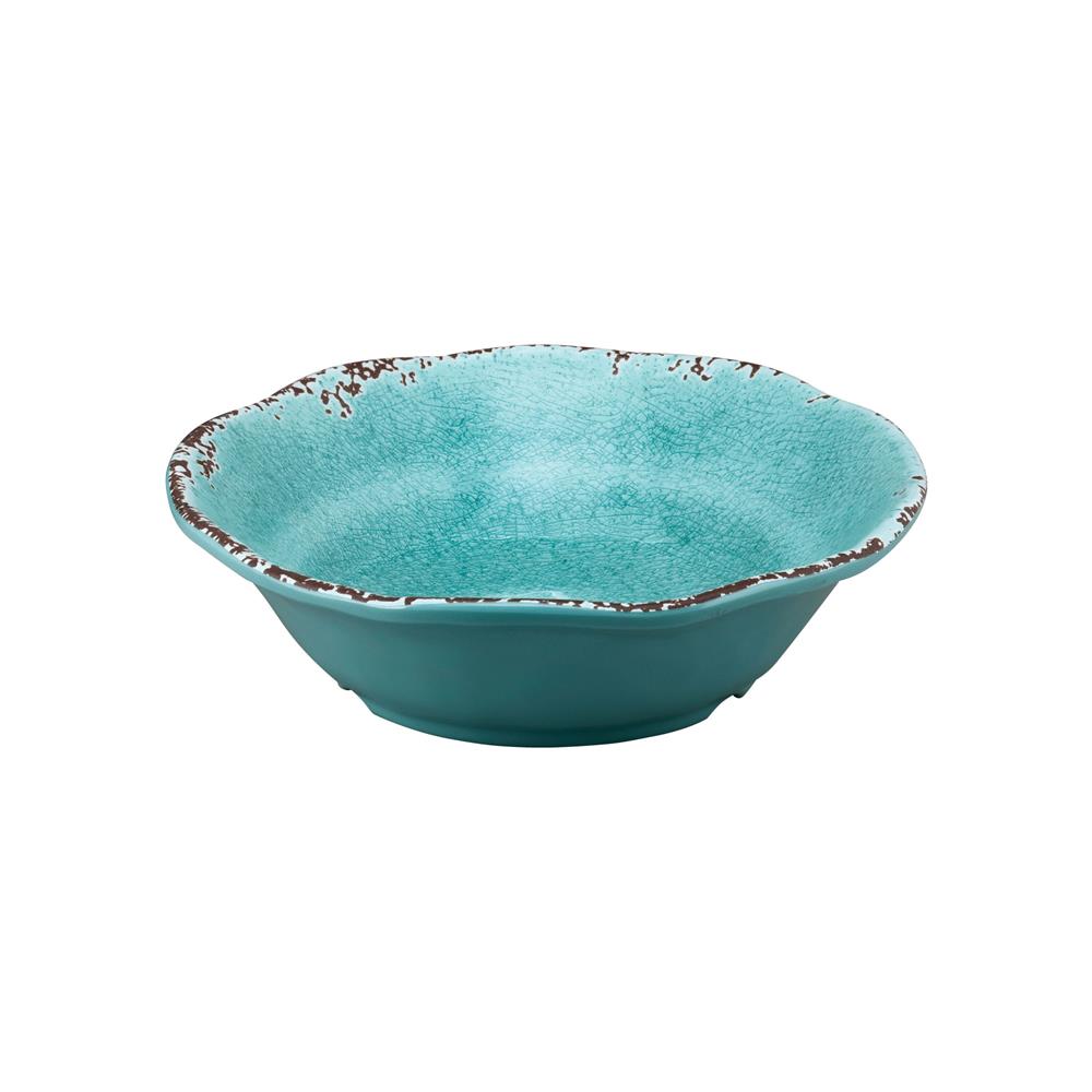 646 Crackle Melamine 7" Bowl, Turquoise